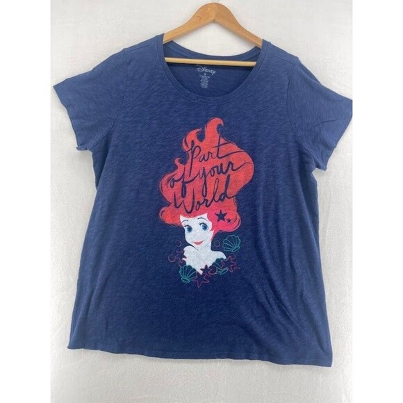 Women's Torrid Size 3 Little Mermaid "Part of Your World" T Shirt Navy Stretchy - Picture 1 of 8